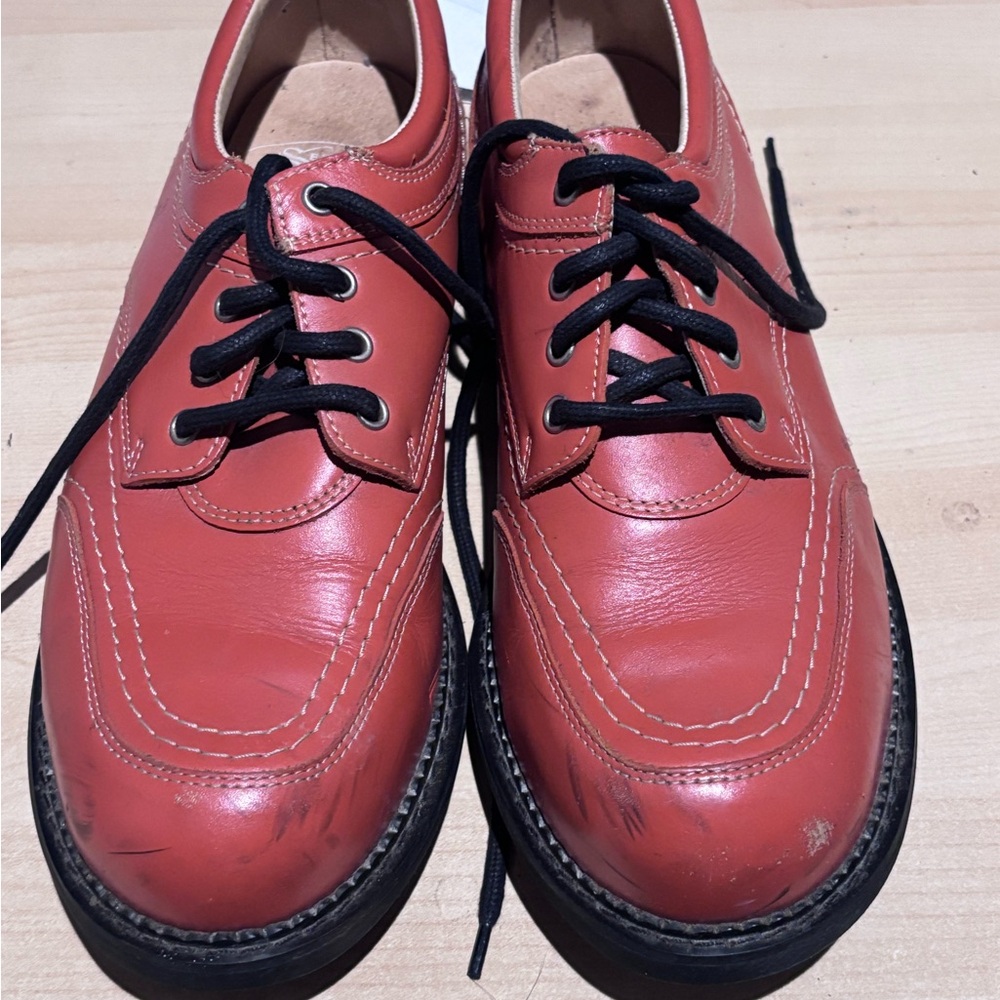 John Fluevog Red Leather Oxfords